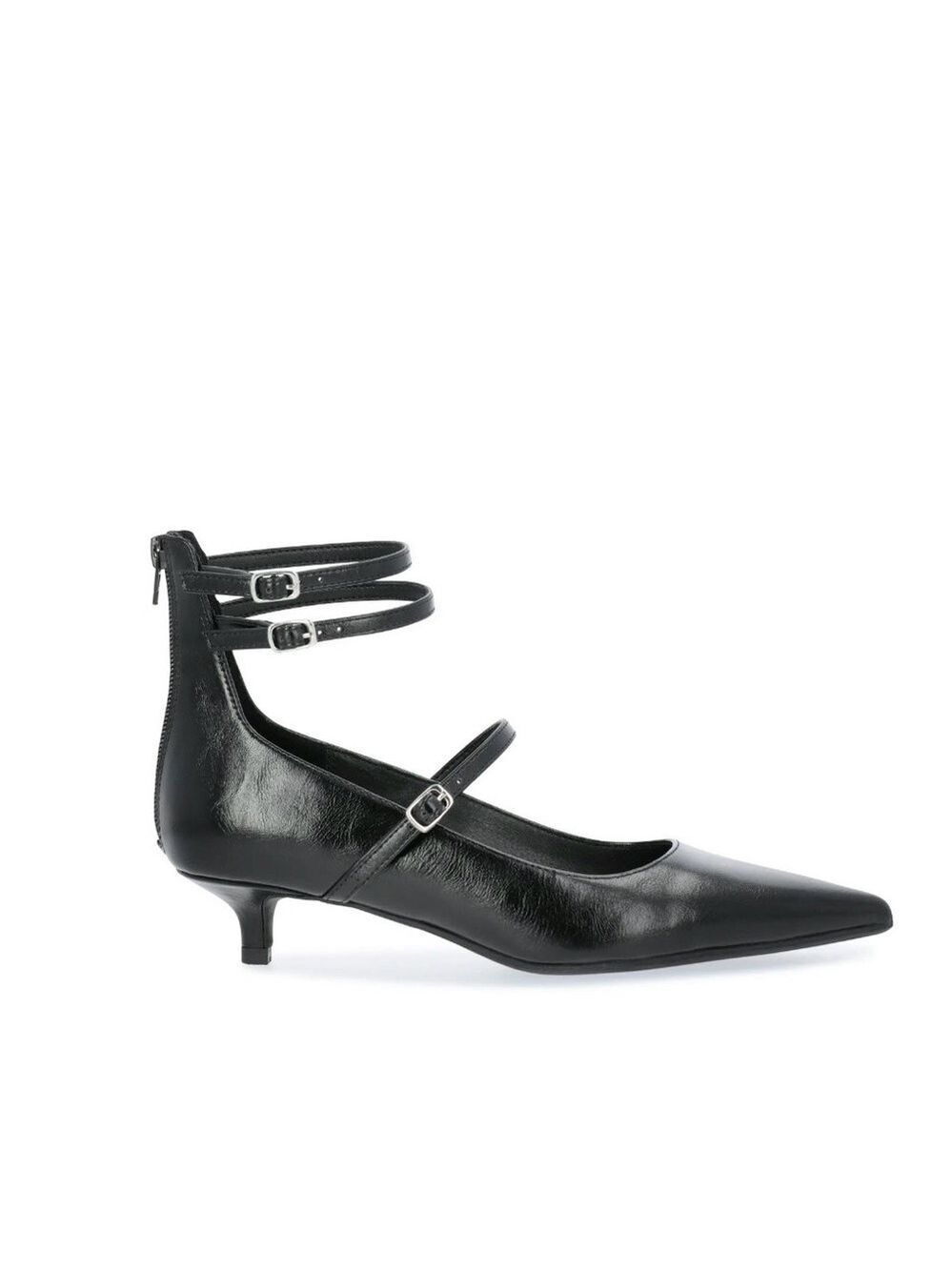 Scoop Black Mary Jane Kitten Heels Pointed Toe Double Strap Size 9 - Picture 5 of 12